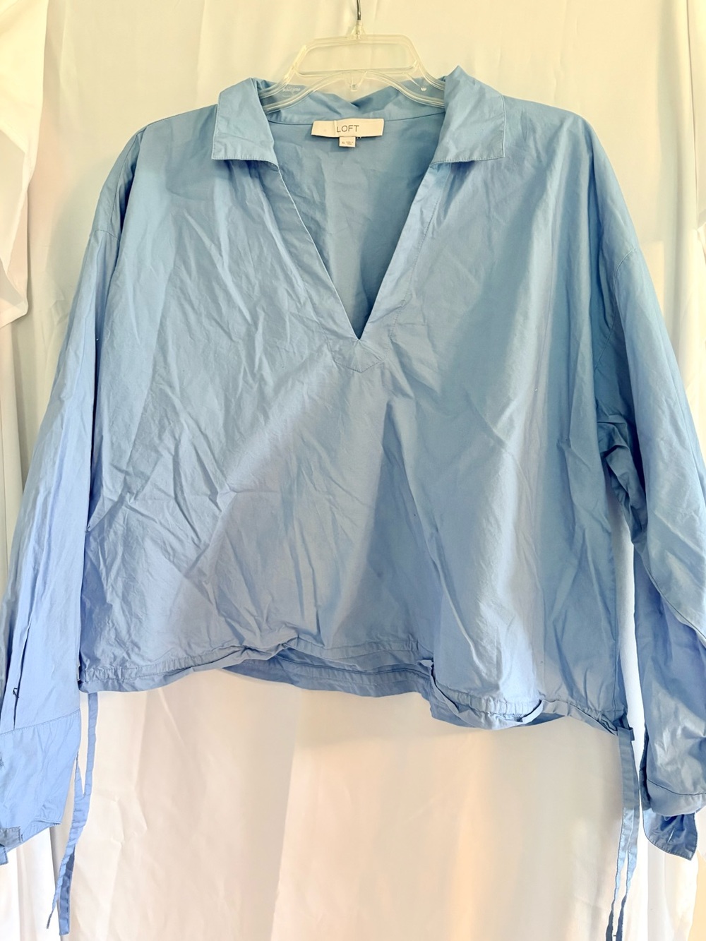 LOFT Powder Blue V-Neck Collared Tunic Top